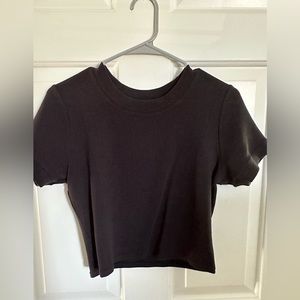 Alo Waffle Knit Black Tee- Large